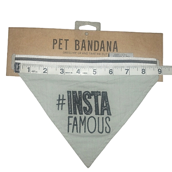 SBDS Embroidered #InstaFamous Striped Ribbon Pet Bandana Gray, Black, White NWT - Picture 7 of 8